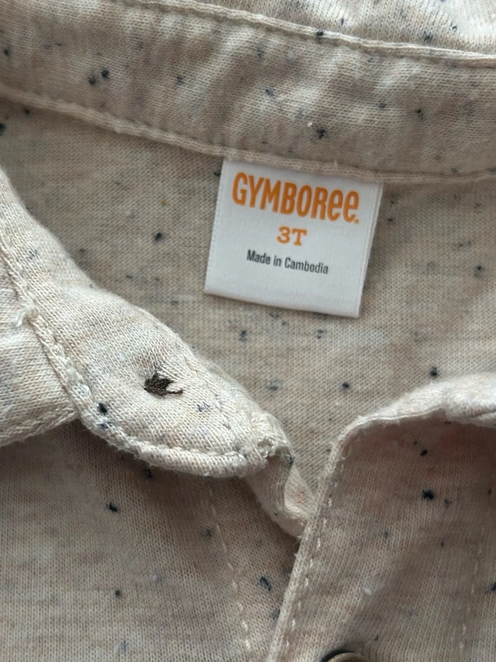 Gymboree Boys Oatmeal Speckled Button-Down Long Sleeve Shirt Size 3T